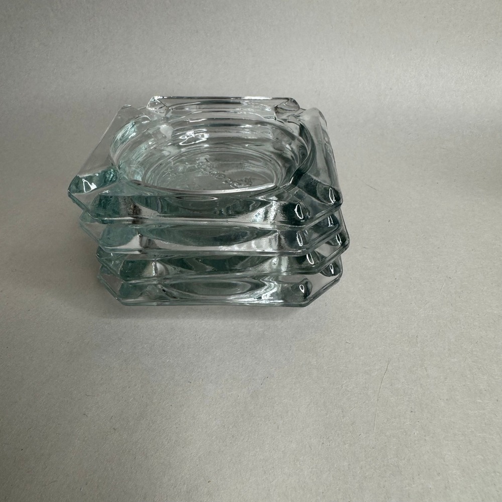 4 Fitzgeralds Casino Hotel Reno Nevada Clear Glass‎ Square Ashtrays Vintage